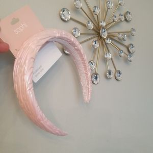 Sophi Pink Irredescent Ruched Puffy Headband NWT Elegant